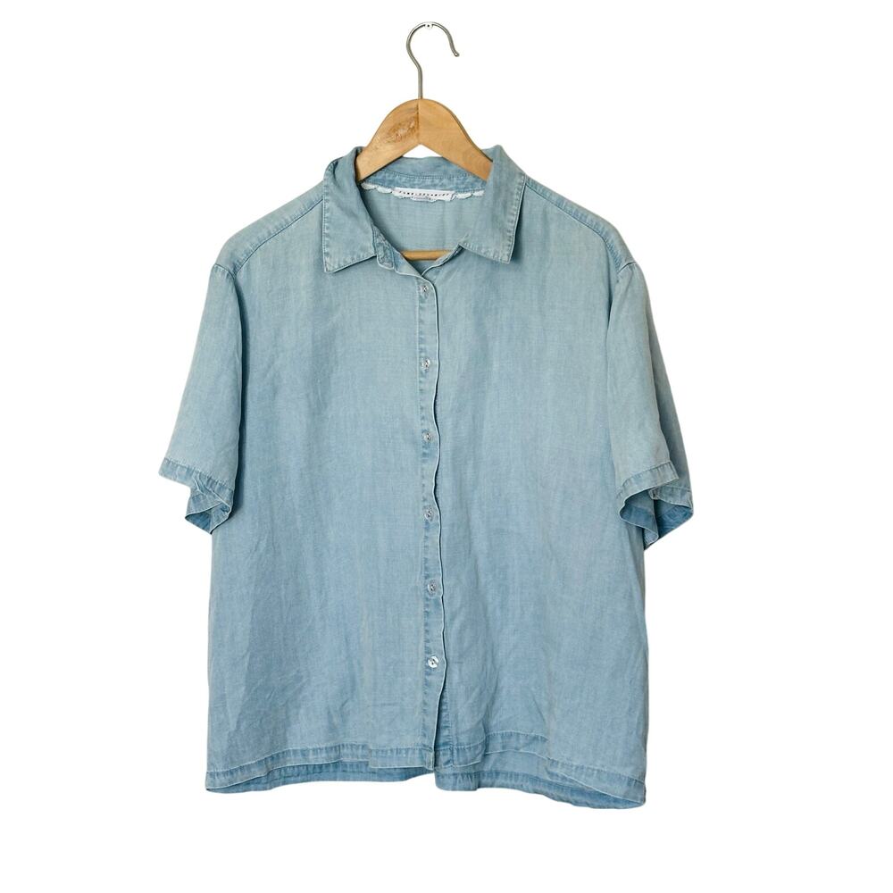 Jane + Delancey Lyocell Chambray Button Front Back Button Blouse XL